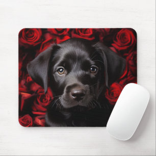 Labrador retriever puppy met rozen muismat