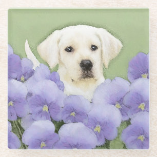 Labrador Retriever Puppy Painting Original Dog Art Glazen Onderzetter