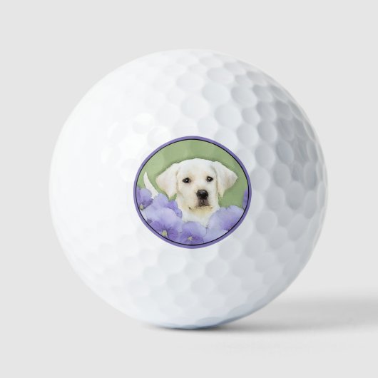 Labrador Retriever Puppy Painting Original Dog Art Golfballen (Voorkant)