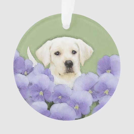 Labrador Retriever Puppy Painting Original Dog Art Ornament (voorkant)