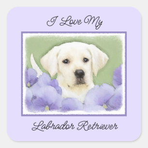 Labrador Retriever Puppy Painting Original Dog Art Vierkante Sticker