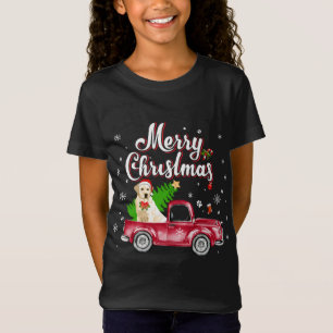 Labrador Retriever Rides Red Truck Kerstpajam T-shirt