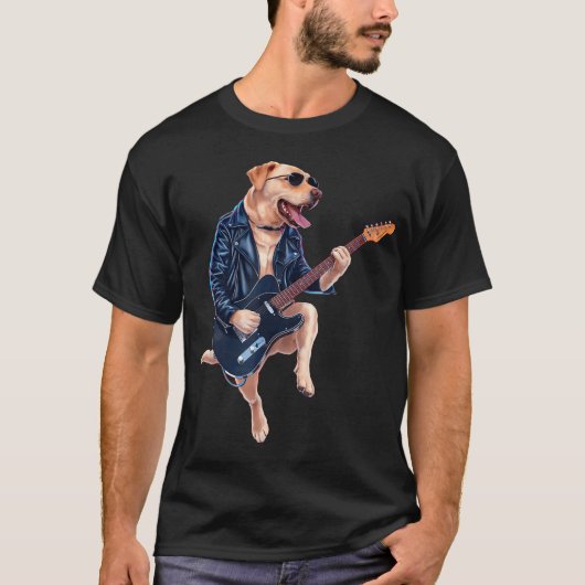 Labrador Retriever Rock Star Gitarist Electric T-shirt (Voorkant)