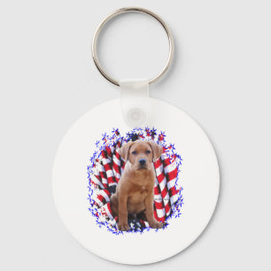 Labrador Retriever (rood) Patriot Sleutelhanger