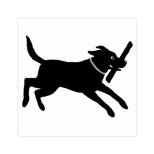 Labrador Retriever Running met Stick | Leuke Hond Rubberstempel (Afrduk)