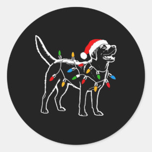Labrador Retriever Santa Hat Kerstverlichting Kers Ronde Sticker