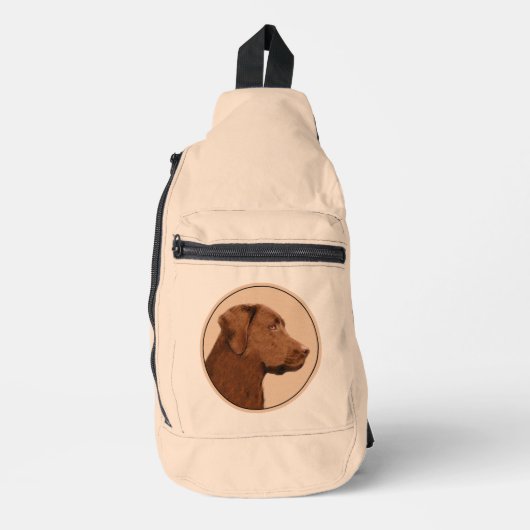 Labrador Retriever Schilderen Chocolade Lab Dog Ar Sling Bag (Voorkant)