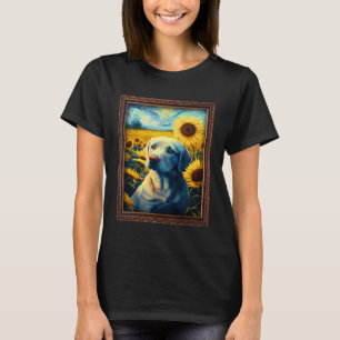 Labrador Retriever Schilderen Zonnebloem Bloem Moe T-shirt
