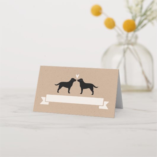 Labrador Retriever Silhouetten Wedding Place Cards (Voorkant)