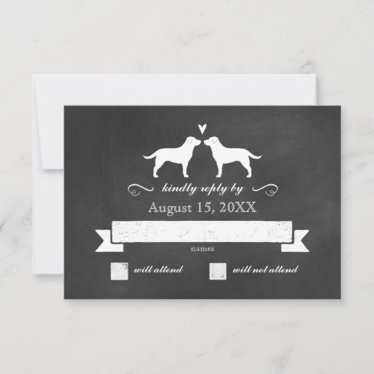 Labrador Retriever Silhouettes Mariage RSVP Répons (Devant)