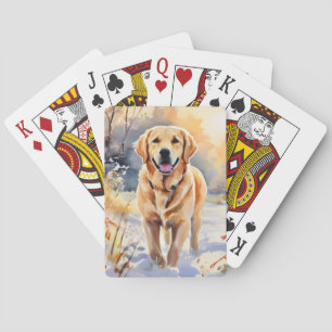 Labrador Retriever Snow Afbeelding Waterverf Dog Pokerkaarten