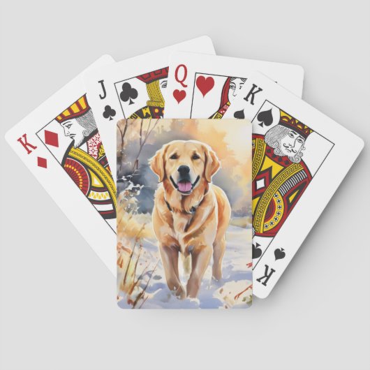 Labrador Retriever Snow Afbeelding Waterverf Dog Pokerkaarten (Achterkant)