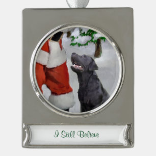 Labrador Retriever, speciaal kerstfeest Verzilverd Banner Ornament