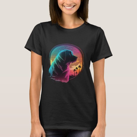 Labrador Retriever Synthwave 80s Retrowave Aesthet T-shirt (Voorkant)