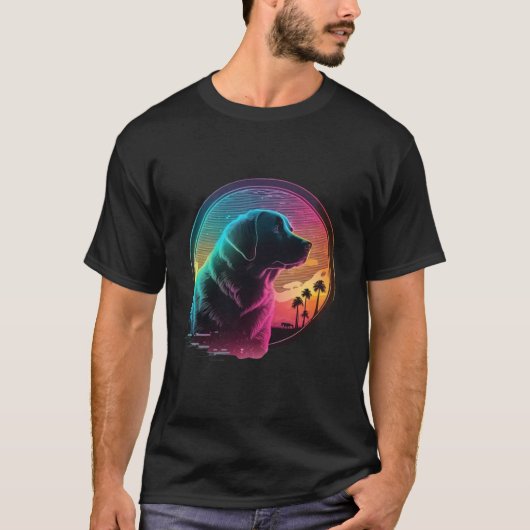 Labrador Retriever Synthwave 80s Retrowave Aesthet T-shirt (Voorkant)