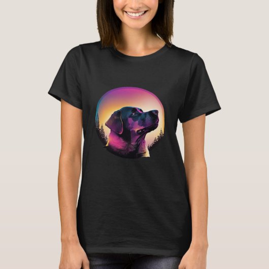 Labrador Retriever Synthwave 80s Retrowave Aesthet T-shirt (Voorkant)