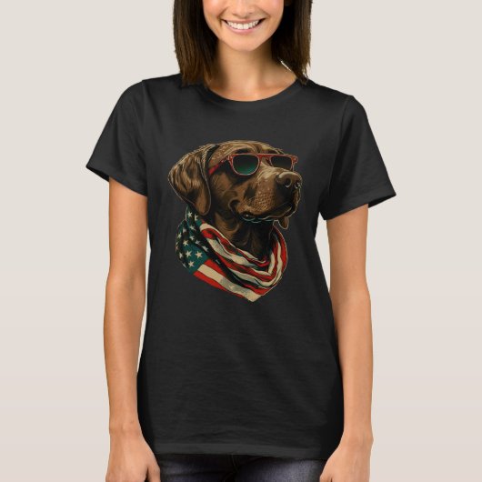 Labrador Retriever USA Flag Canine Dog 4th Of Jul T-shirt (Voorkant)