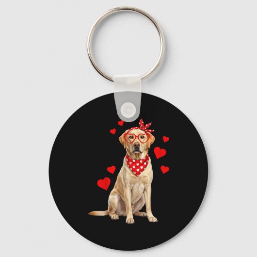 Labrador Retriever Valentines Day Dog Lover Heart  Sleutelhanger (Voorkant)