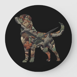 Labrador Retriever wandklok, Camo wandklok Grote Klok