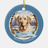 Labrador Retriever waterverf hondenkunst Keramisch Ornament (Voorkant)