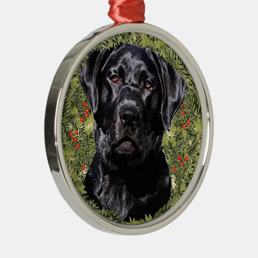 Labrador Retriever Wreath Metalen Ornament (Rechts)