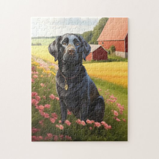 Labrador Retriever Zwart Legpuzzel (Verticaal)