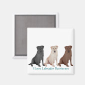 Labrador Retrievers - 3 Kleuren om van te houden Magneet (Voorkant / Achterkant)