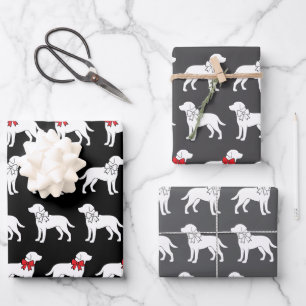 Labrador Retrievers Dog Gift Bow Pattern Inpakpapier Vel
