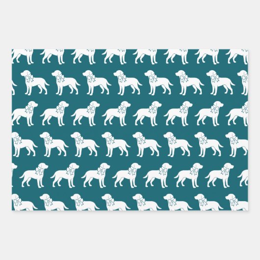 Labrador Retrievers Dog Gift Bow Pattern Inpakpapier Vel (Voorkant 2)
