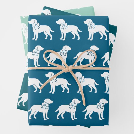 Labrador Retrievers Dog Gift Bow Pattern Inpakpapier Vel (In situ)
