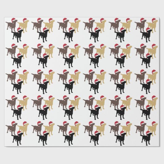 Labrador Retrievers in Kerstmis in Santa Hat Cadeaupapier (Vlak)