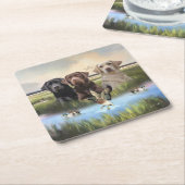 labrador retrievers (jachthonden) vierkante kartonnen onderzetter (Schuin)