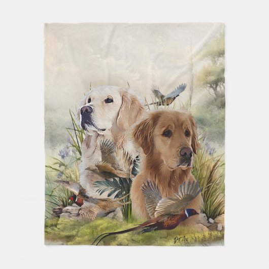 Labrador Retrievers met fazant, Art Fleece Deken (Voorkant)
