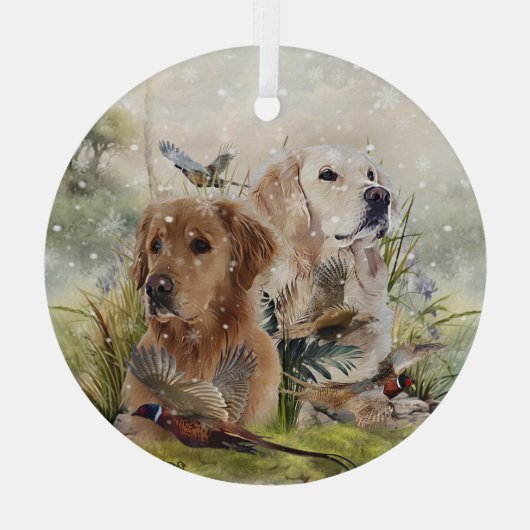 Labrador Retrievers met fazant, Art Glas Ornament (Achterkant)