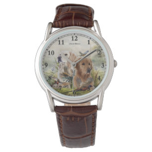 Labrador Retrievers met fazant, Art Horloge