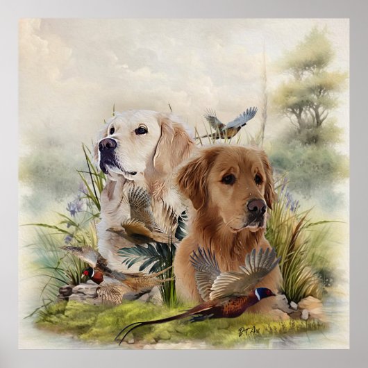 Labrador Retrievers met fazant, Art Poster (Voorkant)