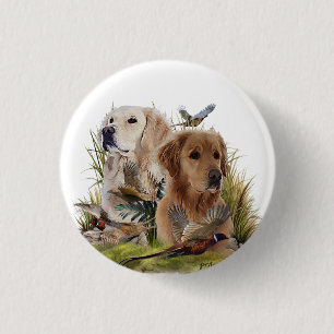 Labrador Retrievers met fazant, Art Ronde Button 3,2 Cm
