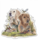 Labrador Retrievers met fazant, Art Sticker (Voorkant)