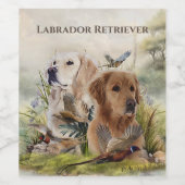 Labrador Retrievers met fazant, Art Wijn Etiket (Enkel label)