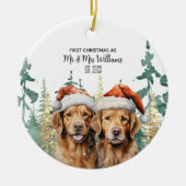 Labrador Retrievers Paar Monogram Naam Kerstmis Keramisch Ornament (Voorkant)