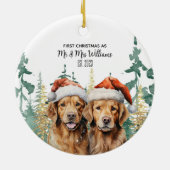 Labrador Retrievers Paar Monogram Naam Kerstmis Keramisch Ornament (Achterkant)