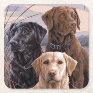Labrador Retrievers Vierkante Kartonnen Onderzetter