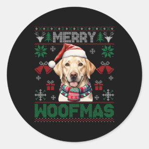 Labrador Retrievers Vrolijke Kerstmis Woofmas Dog Ronde Sticker