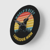 Labrador Retro Sunset Personalized Ronde Klok (Hoek)