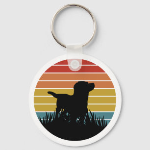 Labrador Retro Sunset Sleutelhanger