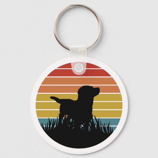 Labrador Retro Sunset Sleutelhanger (Voorkant)