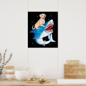 Labrador Riding Shark, Jawsome Hondenliefhebber Gi Poster (Keuken)