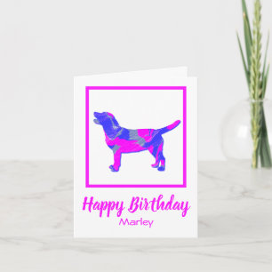 Labrador Roze Silhouet Hond Grappige Verjaardag Kaart