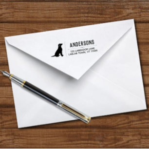 Labrador Sitting Outline retouradres Zelfinktende Stempel