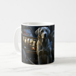 Labrador Sneeuw Slede Kerst Decoratie Koffiemok